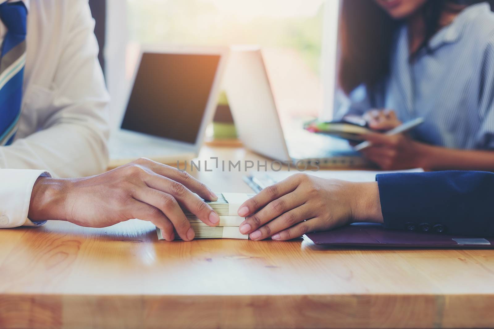 Business woman signing a loan for investment, negotiation