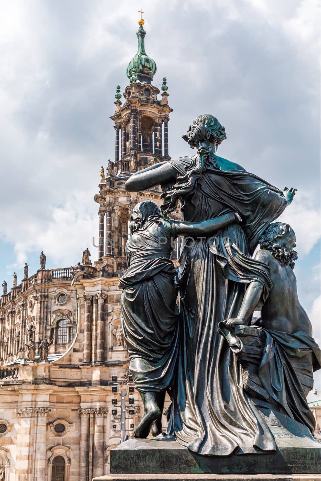 Statue in front of the Catholic Church Dresden, the Catholic Church of the Royal Court of Saxony. Germany. by seka33