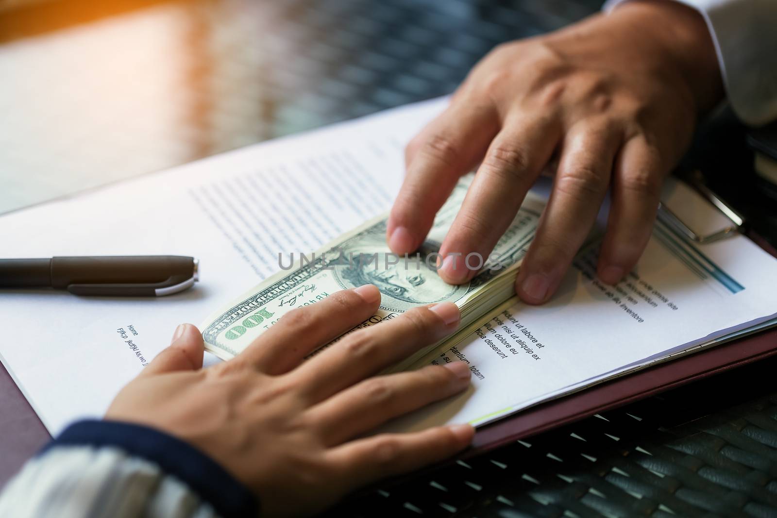 image of a businessman negotiating a financial deal. Loan agreement