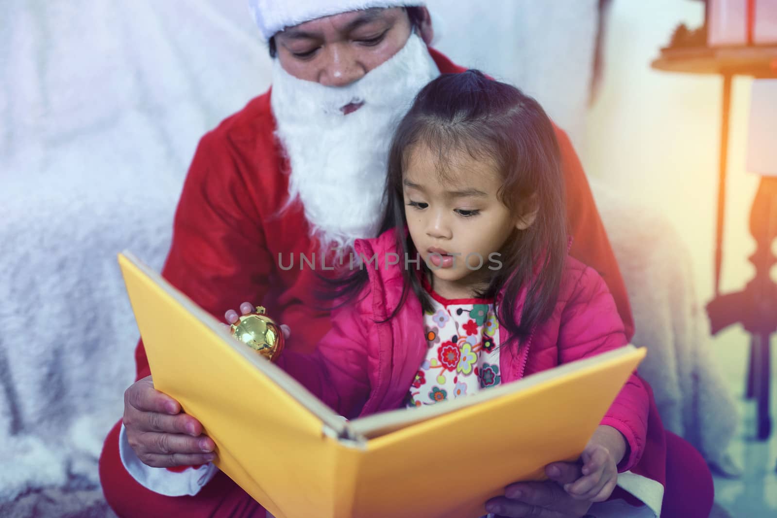 Santa Claus gives gifts and reads fairy tales to boys and girls  by numberone9018