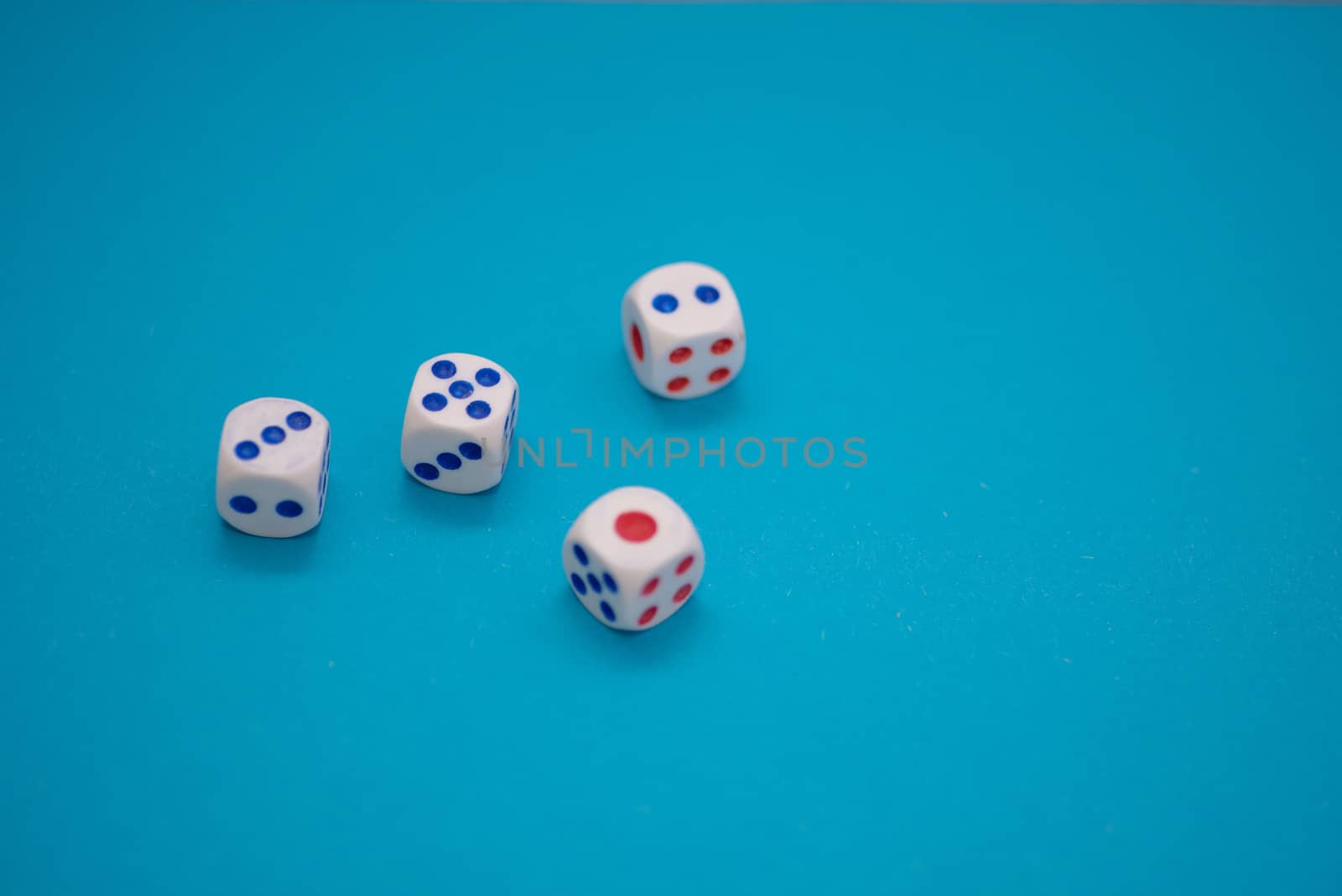 Group of dice shot from high angle