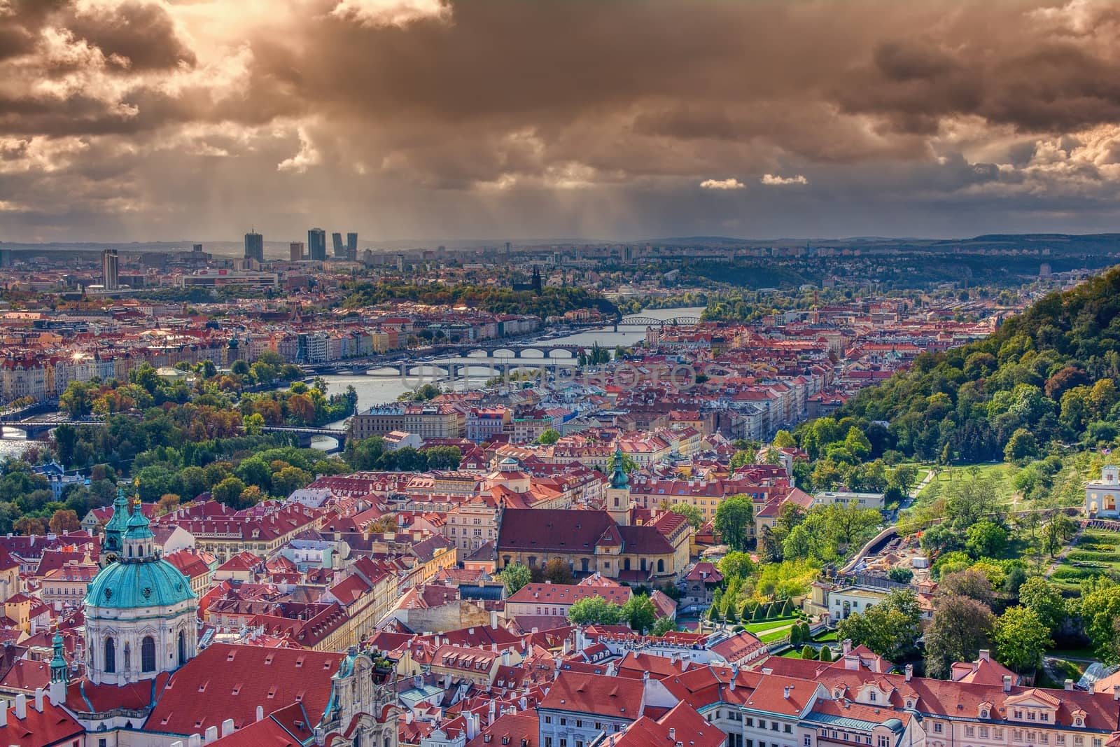 Panorama of Prague with Vltava river and Prague bridges. by CreativePhotoSpain