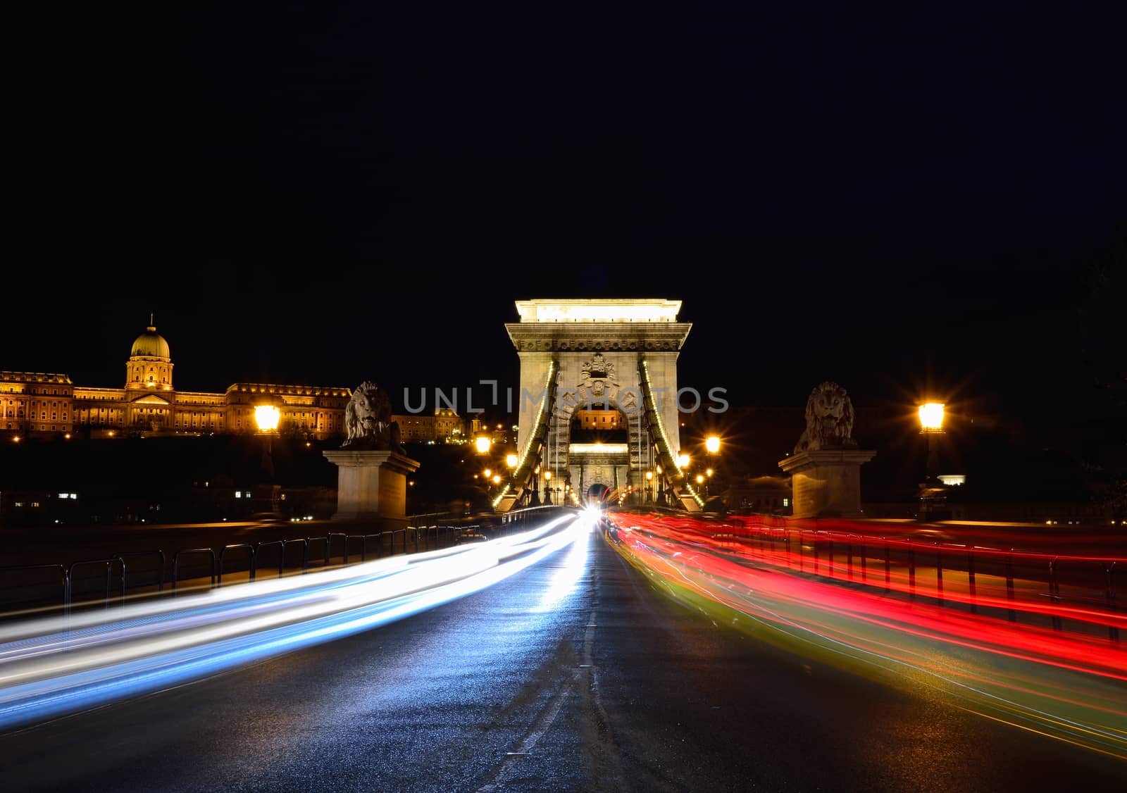Szchenyi Chain bridge over Danube river, Budapest, Hungary. by CreativePhotoSpain