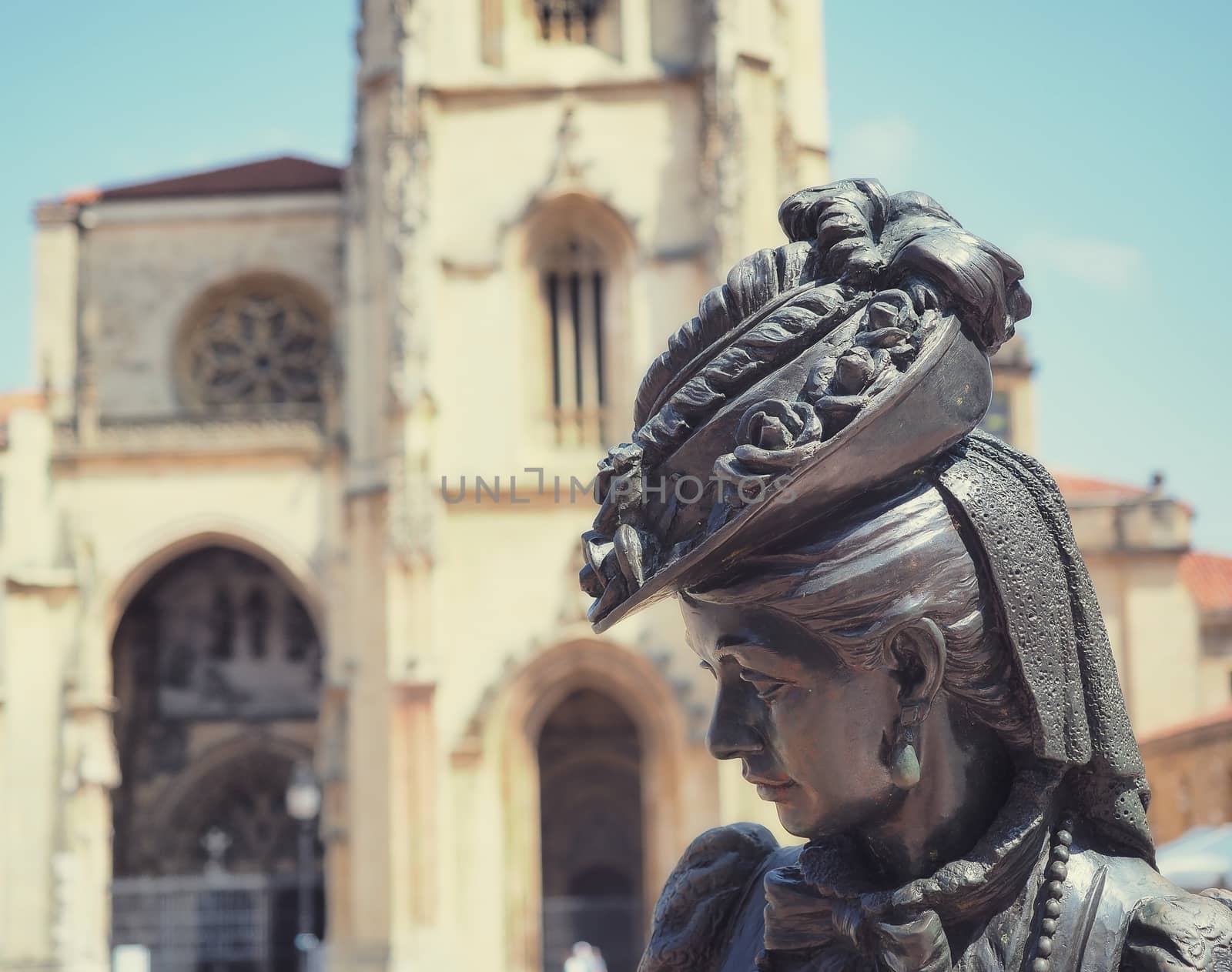 Cathedral and regenta statue in Asturias, Spain. by CreativePhotoSpain