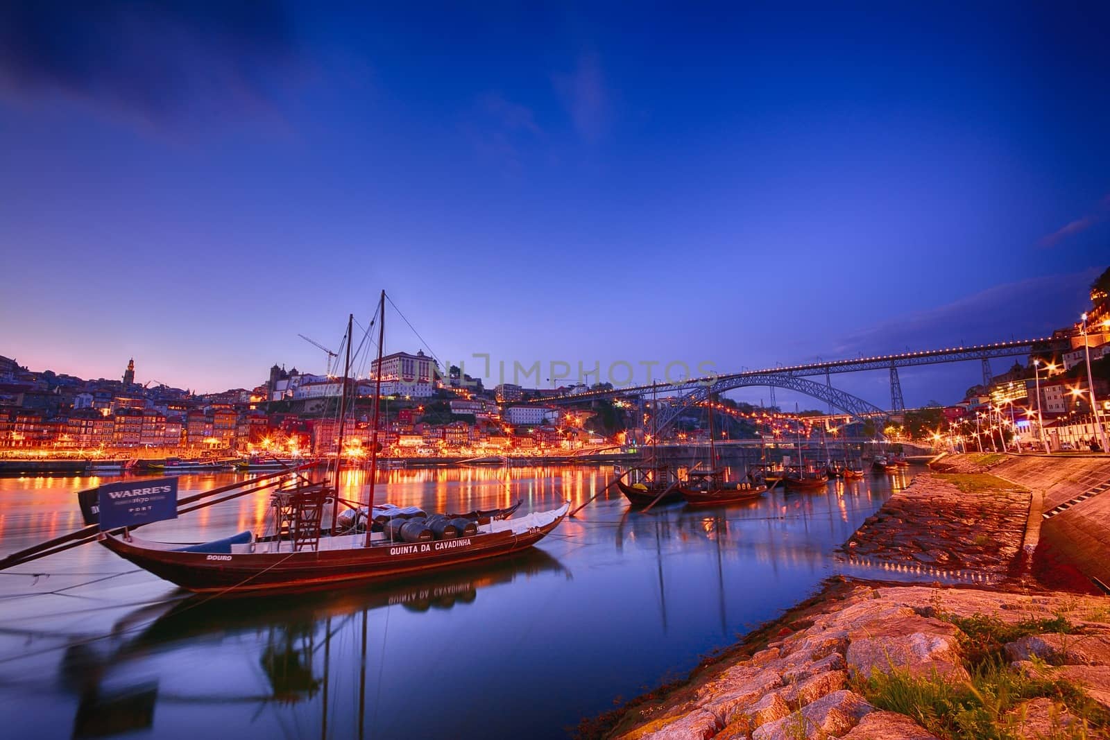 Porto, old town skyline with the Douro river and rabelo boats. by CreativePhotoSpain