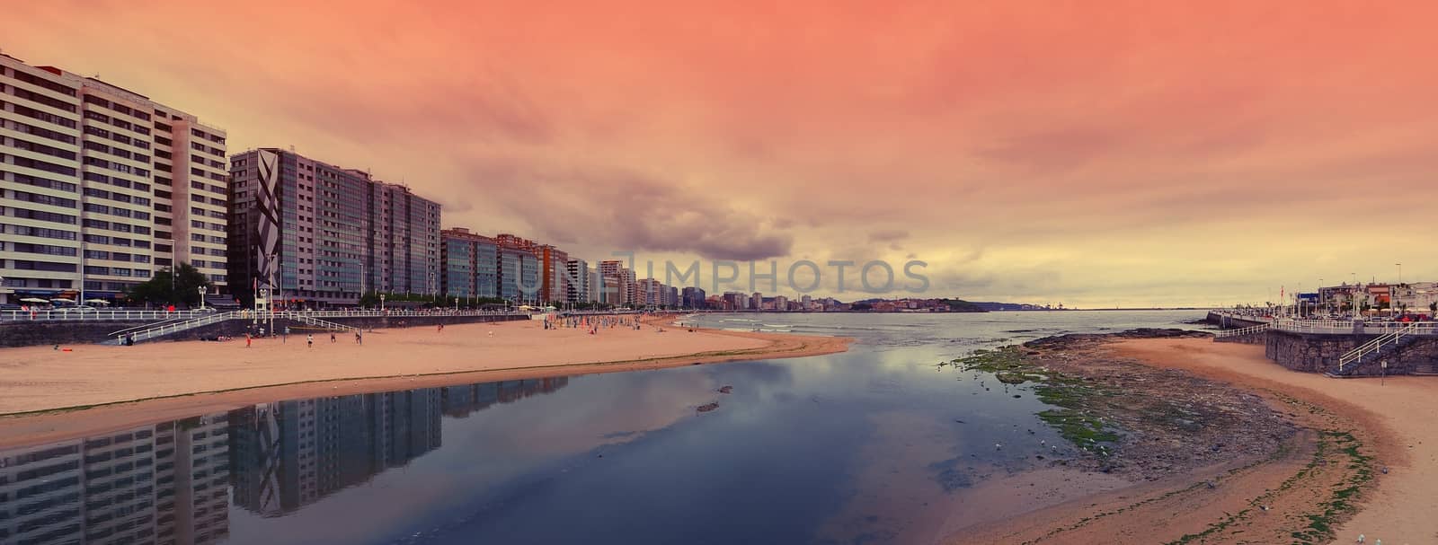 San Lorenzo beach, Gijon, Spain. by CreativePhotoSpain