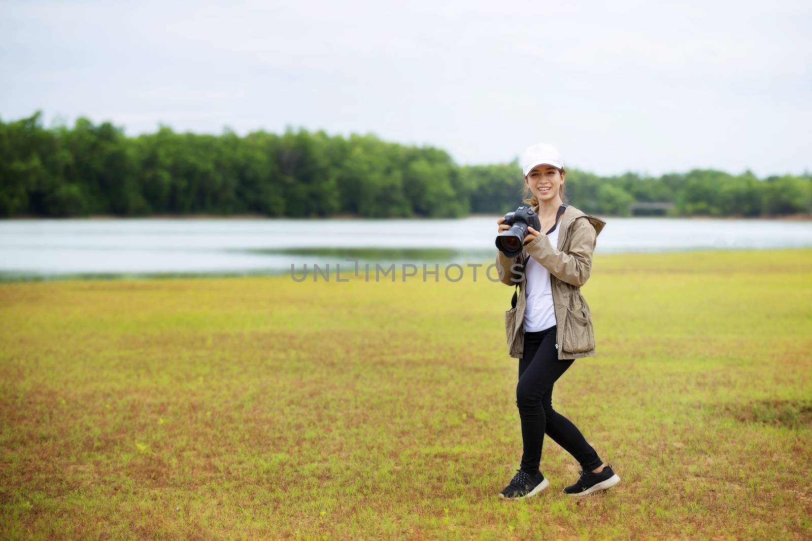 Visitors standing at the beautiful nature. Travel relax