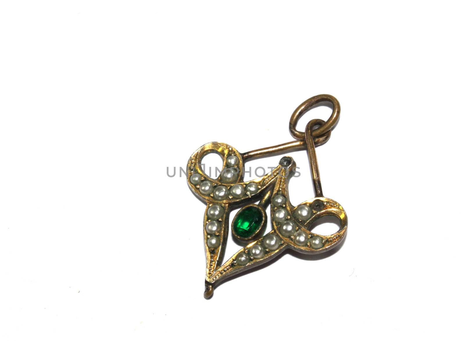 Ladies Vintage Antique Gem Jewellery On White Background