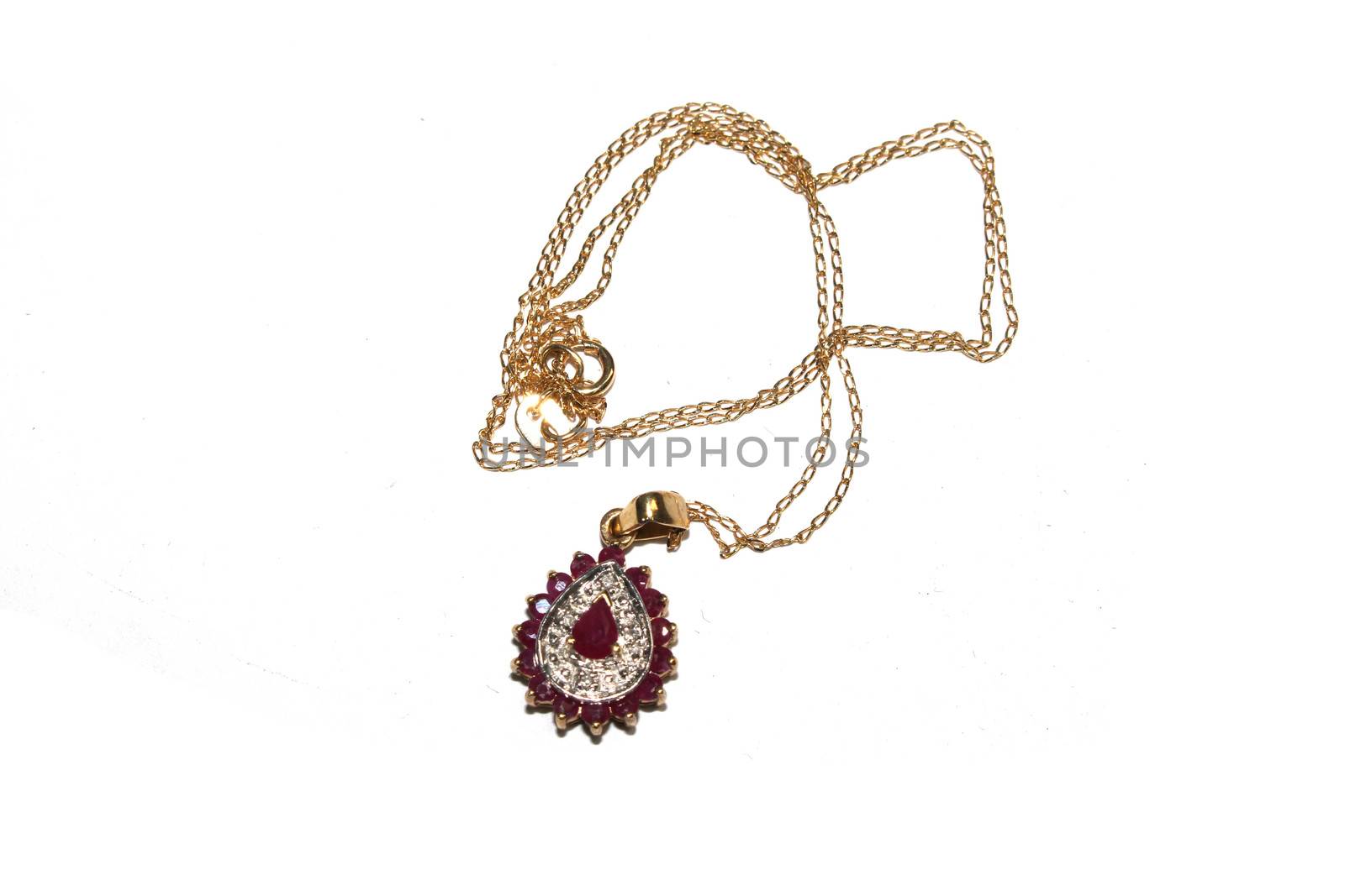 Ladies Vintage Antique Gem Jewellery On White Background