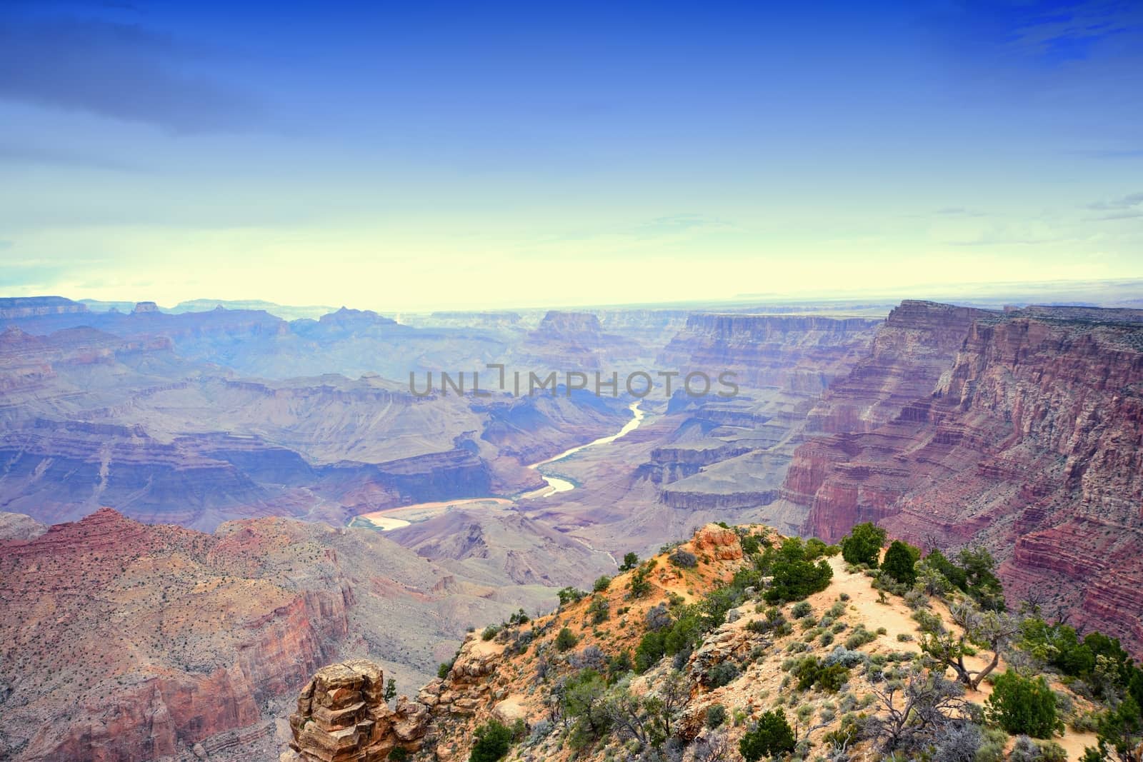 South Rim Grand Canyon before sunset, Arizona, US.