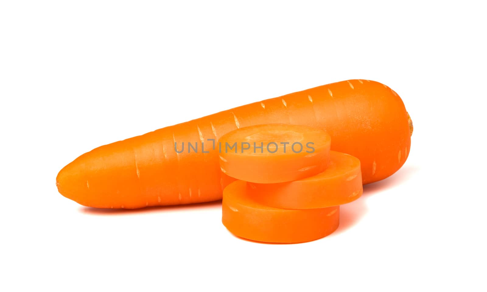 Fresh carrots isolated on white background. Close up of carrots.