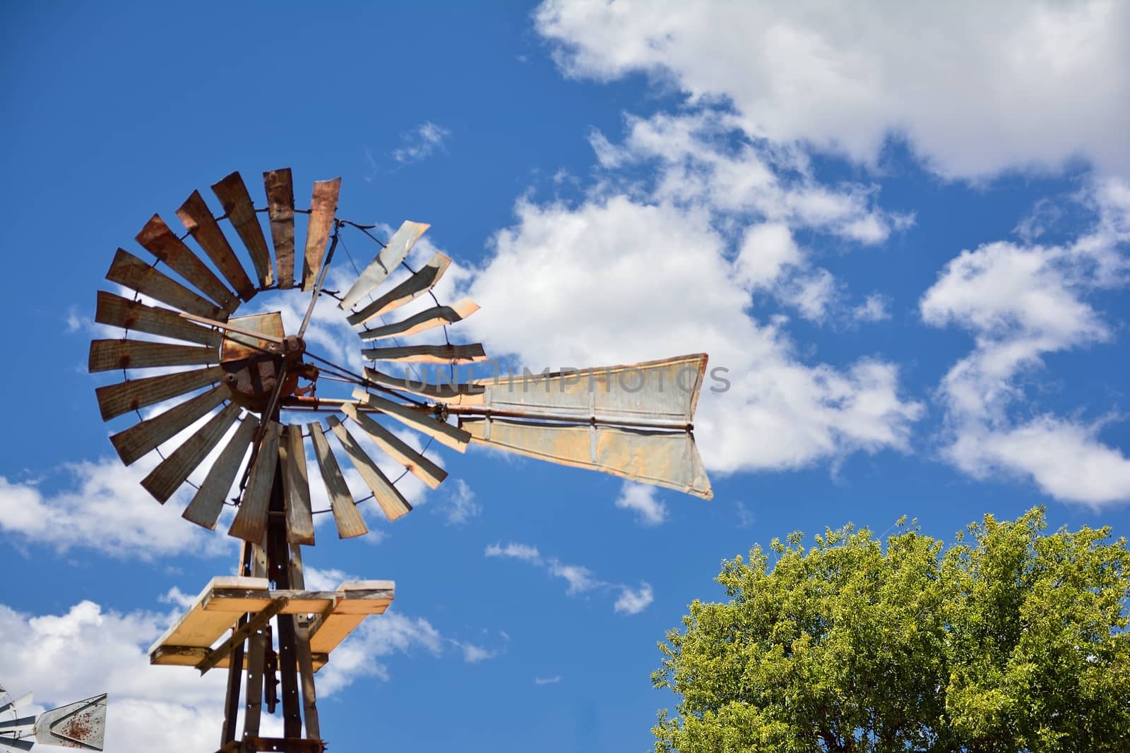 Windmill on an agricultural farm in Oklahoma, USA.