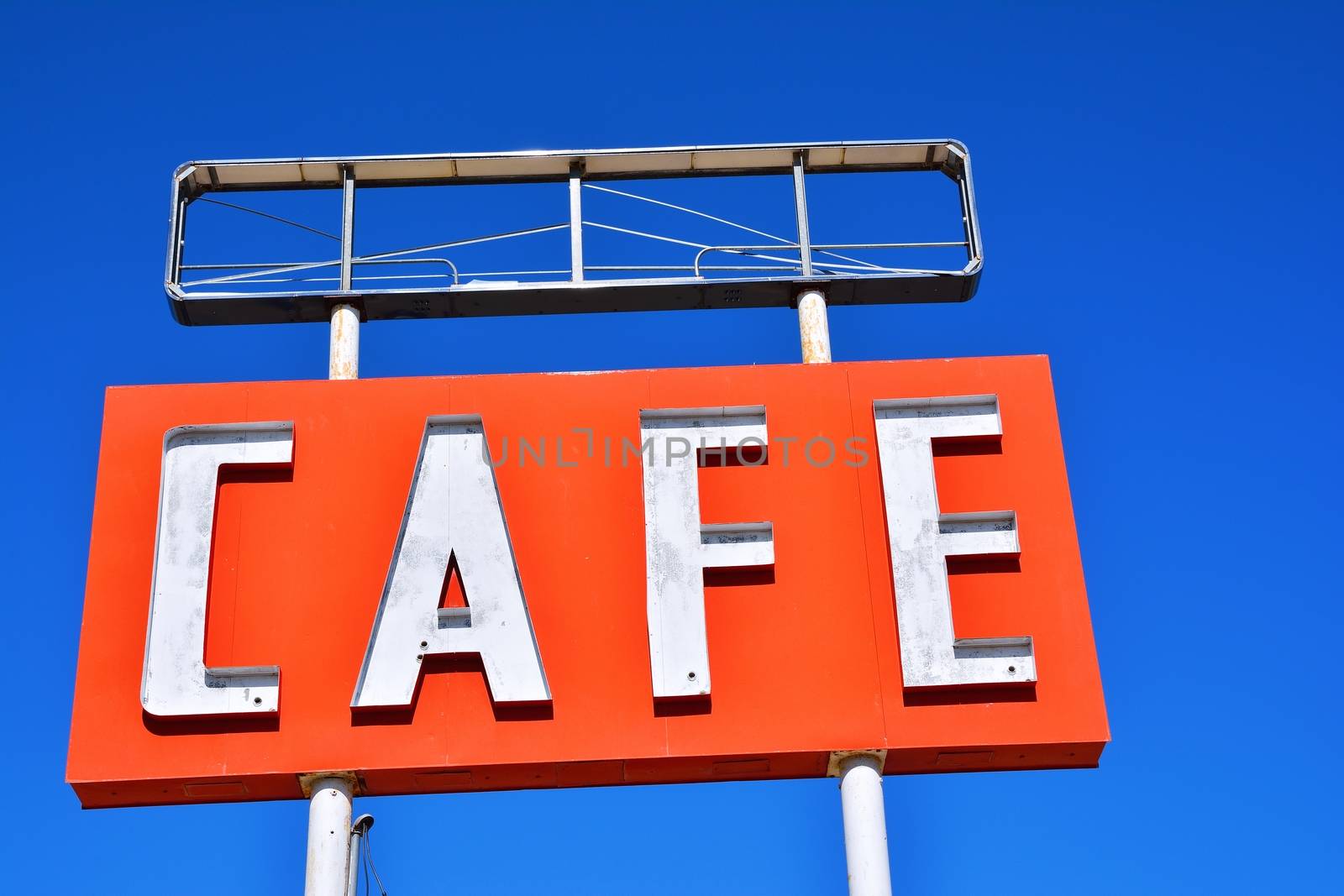 Cafe sign along historic Route 66 in Texas