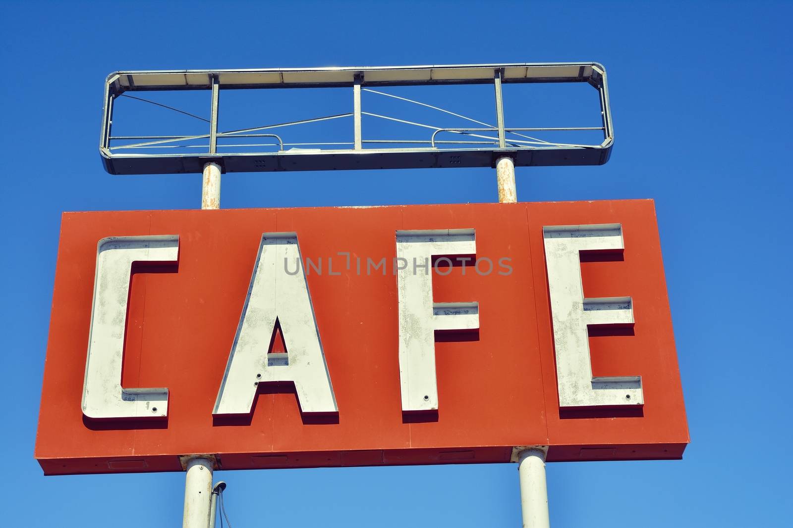 Cafe sign along historic Route 66 in Texas