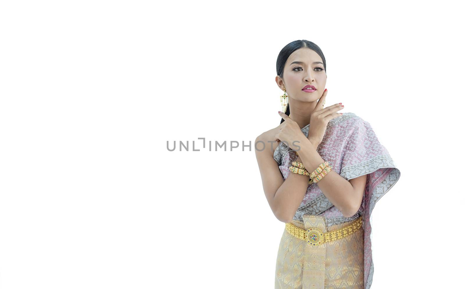 Beautiful Thai women wearing traditional Thai clothes that have  by numberone9018