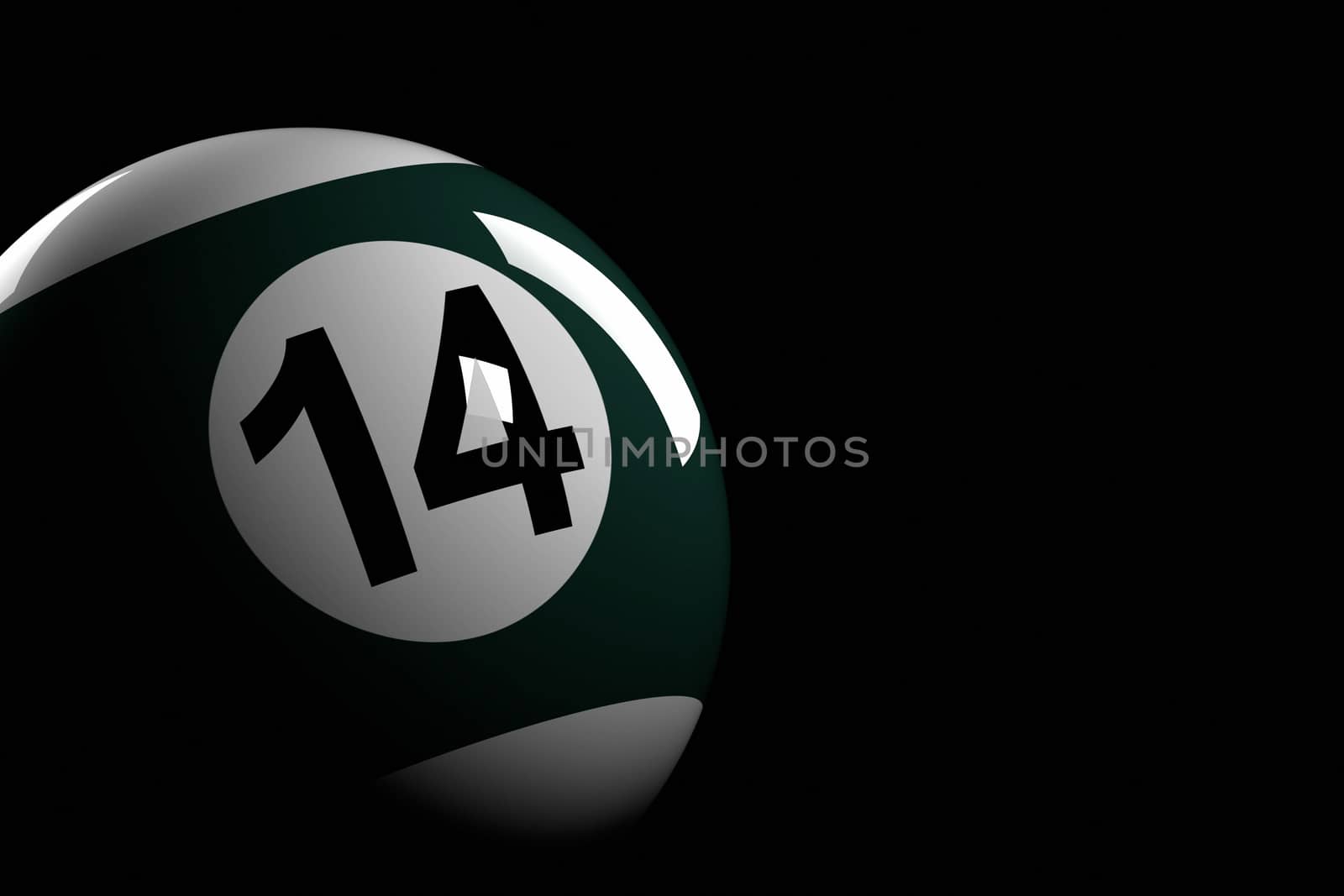 3D rendering of pool ball number 14.