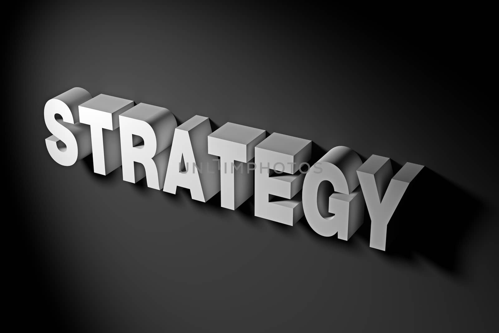 Strategy concept illustrated by 3D rendered texts.