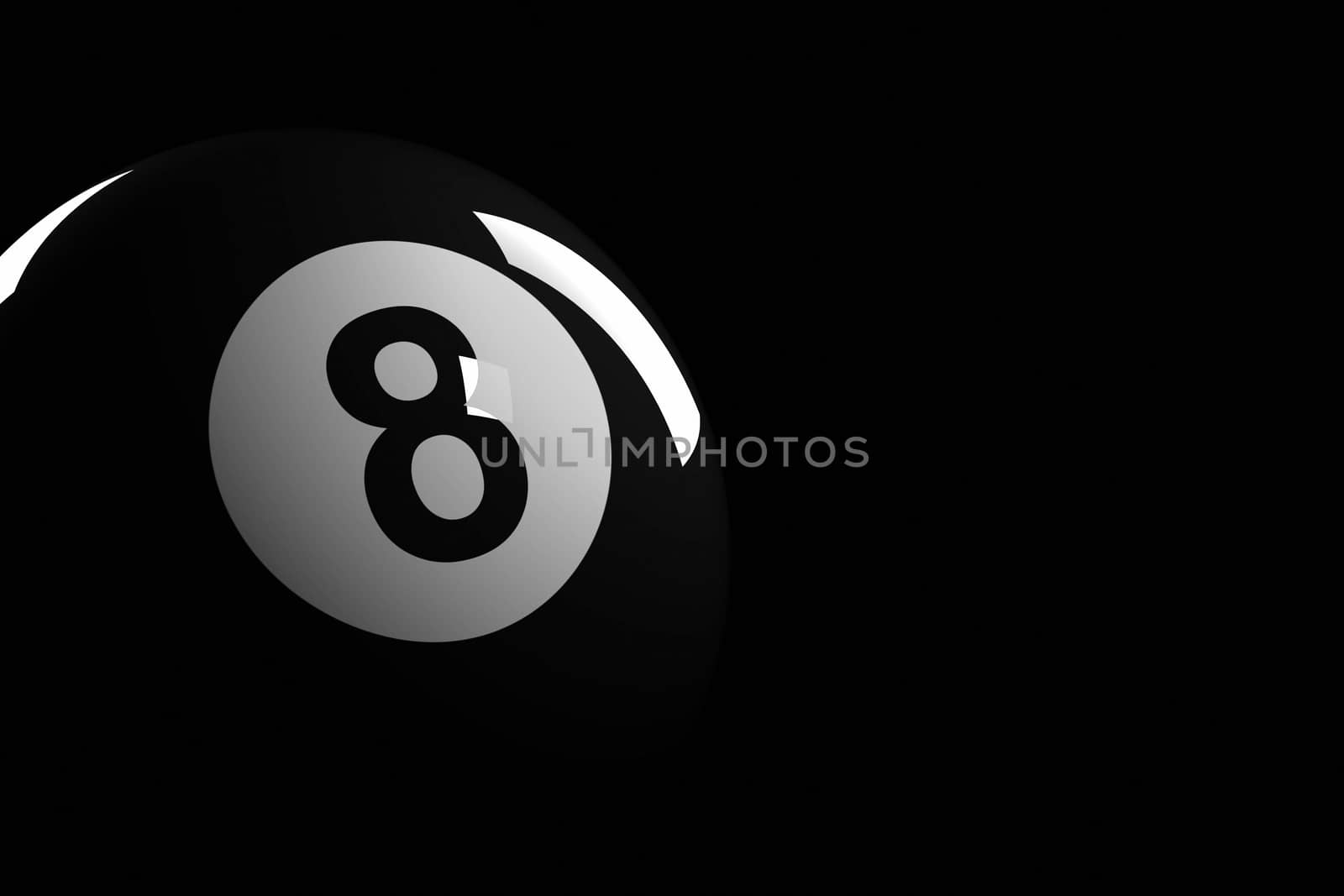 3D rendering of pool ball number 8.