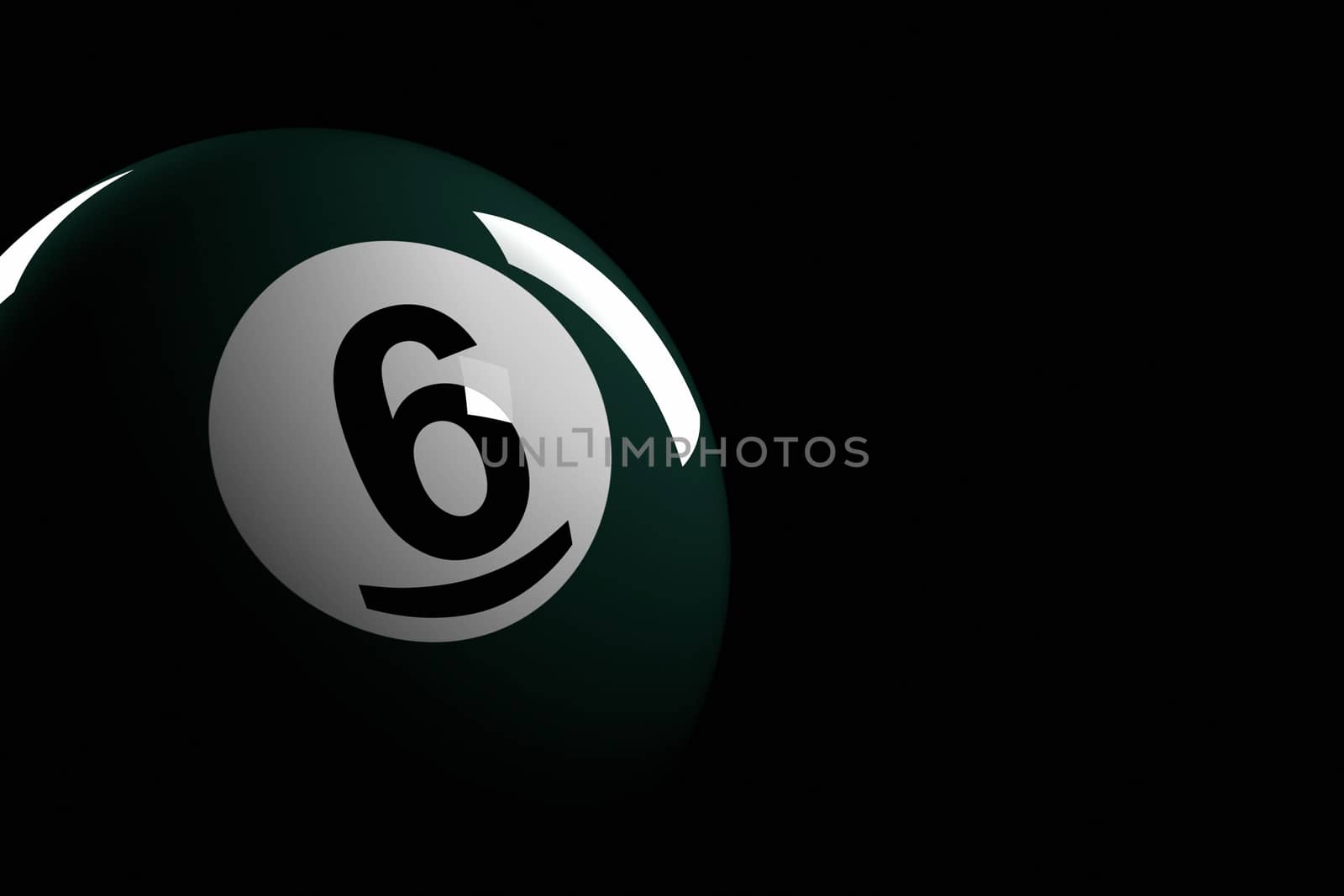 3D rendering of pool ball number 6.