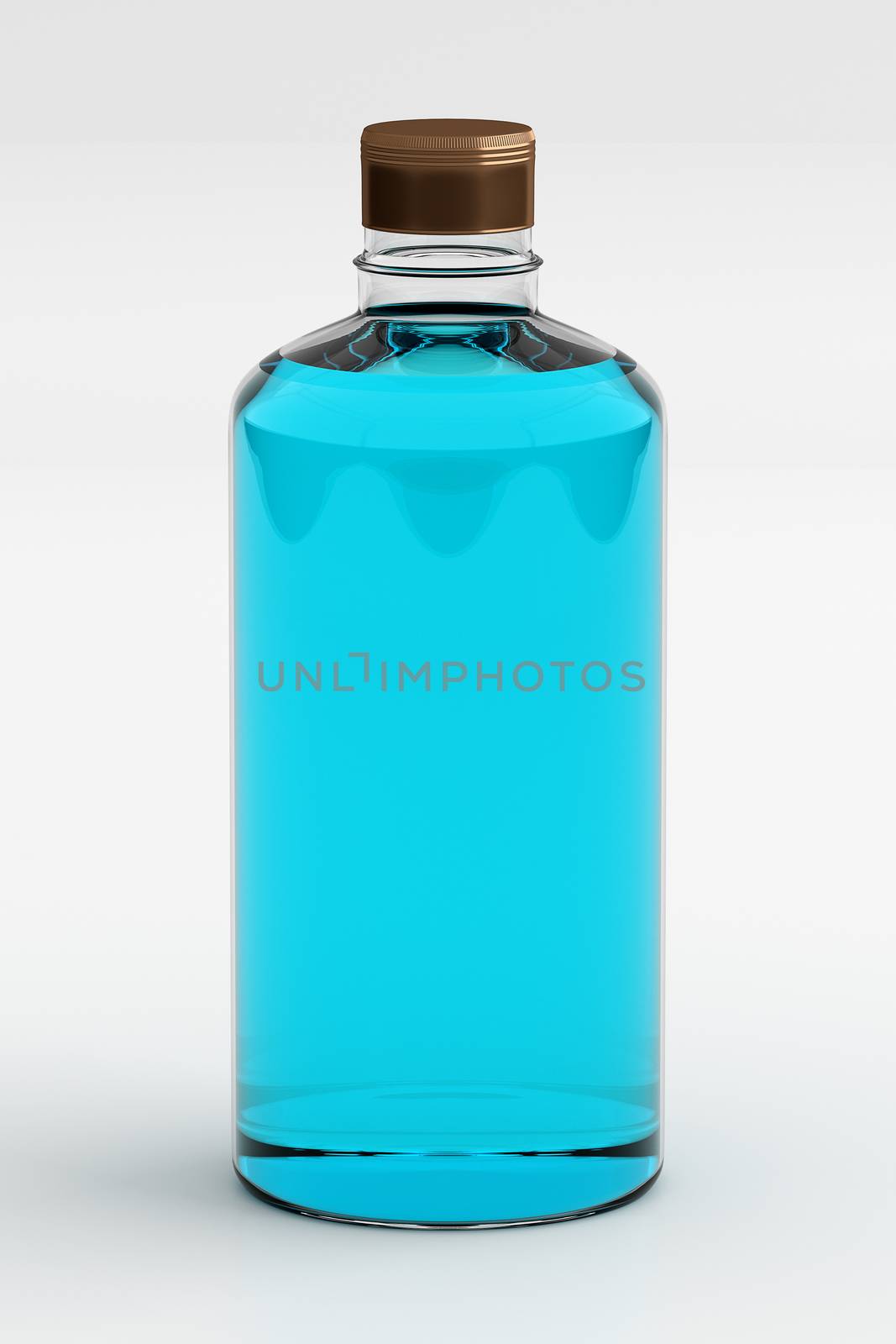 3D rendering of rubbing alcohol or ethanol isolated on white background.