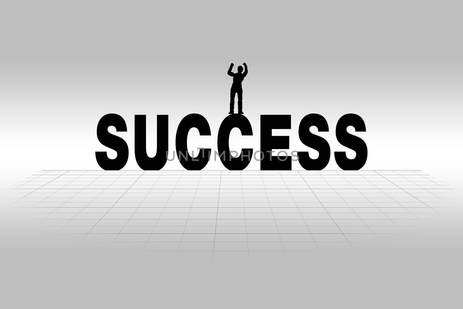 Success Concept Illustrated by Success Word in Silhouette by supparsorn