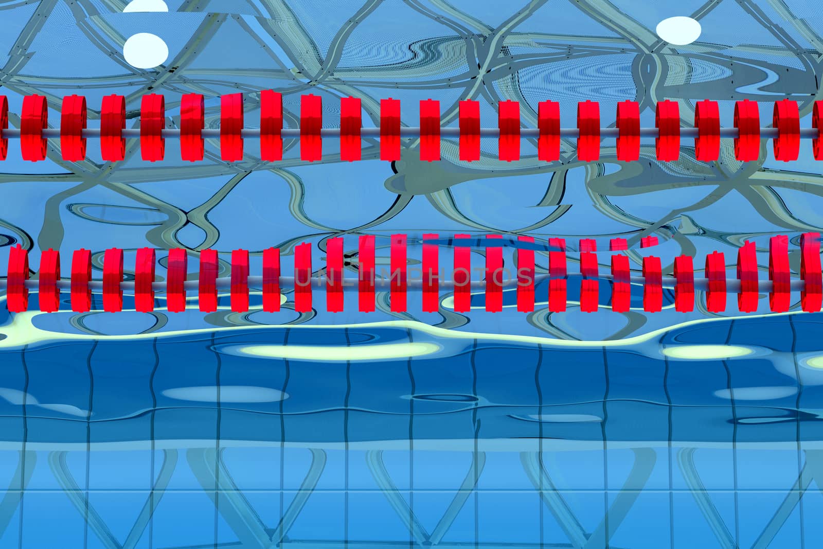 3D rendering of swimming pool lane under water.