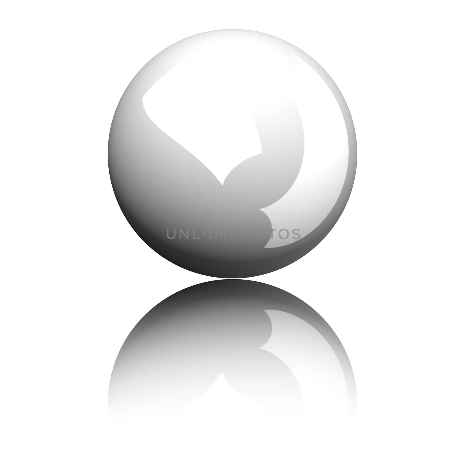 3D rendering pool ball or billiard cue ball or white ball isolated on white.
