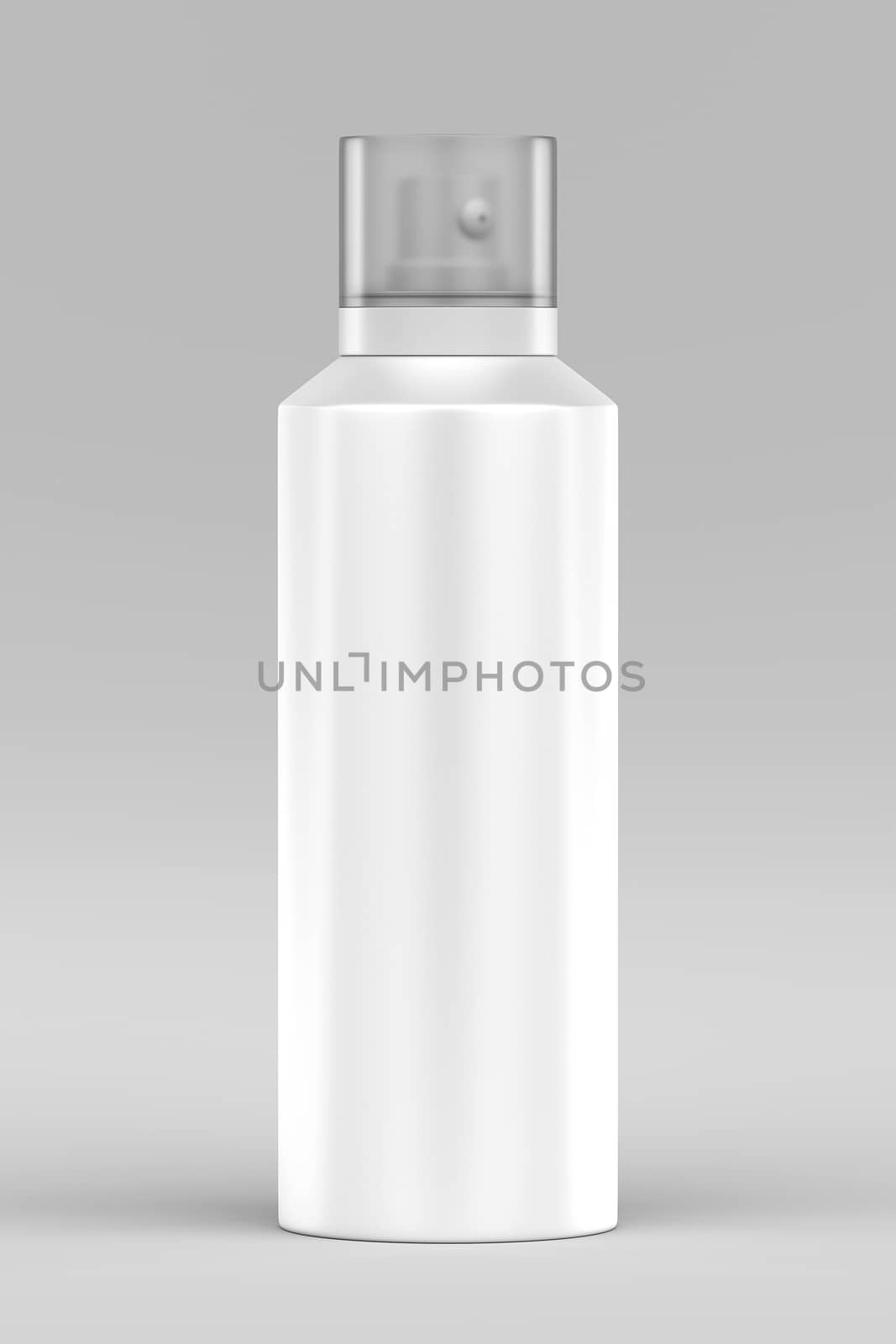 3D rendering of blank template of cosmetic bottle packaging isolated on white background.