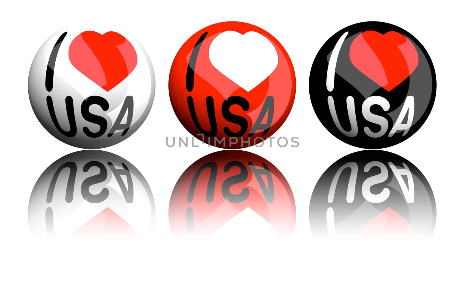 3D rendering sphere of I love USA