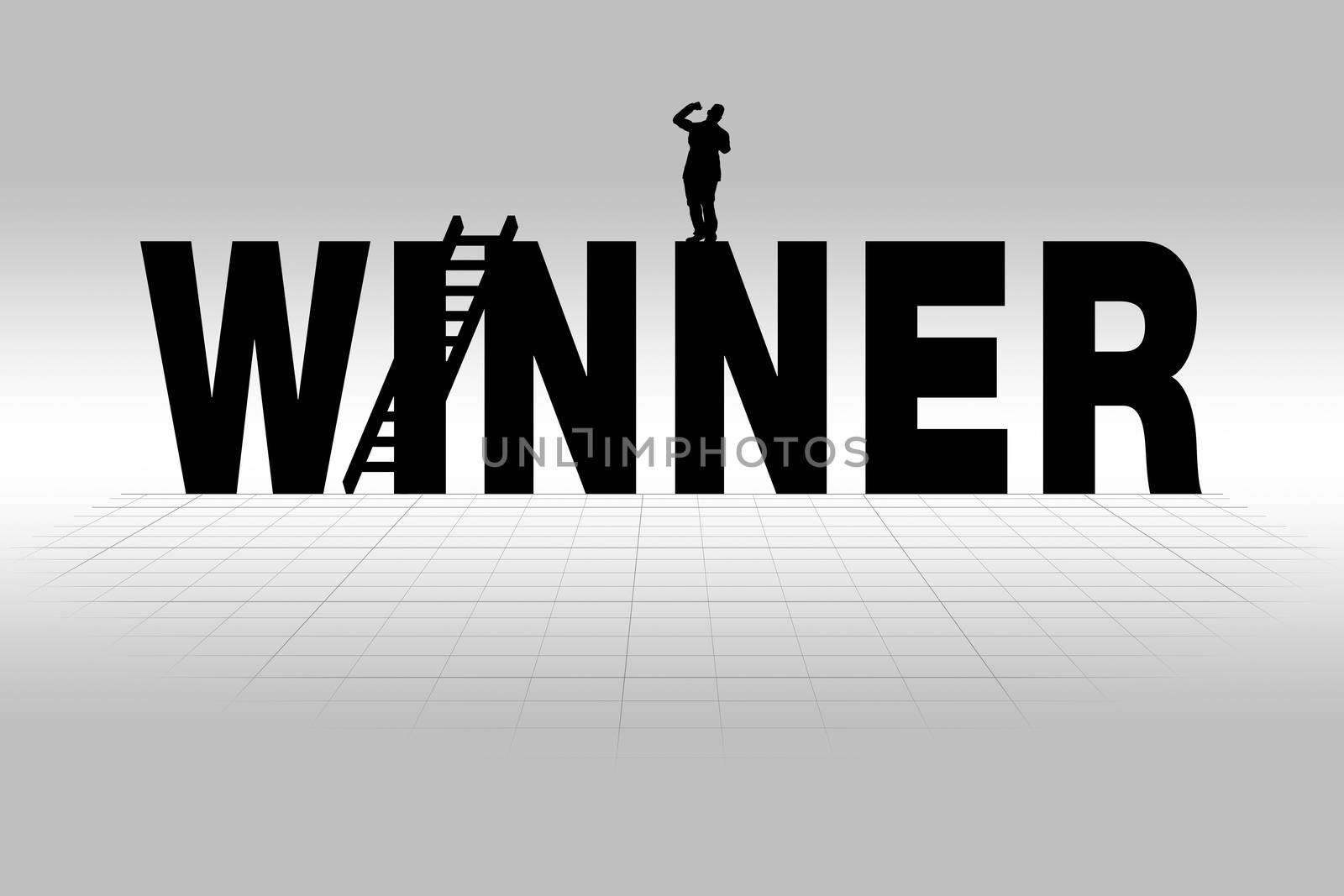 Winner Concept Illustrated by Winner Word in Silhouette by supparsorn