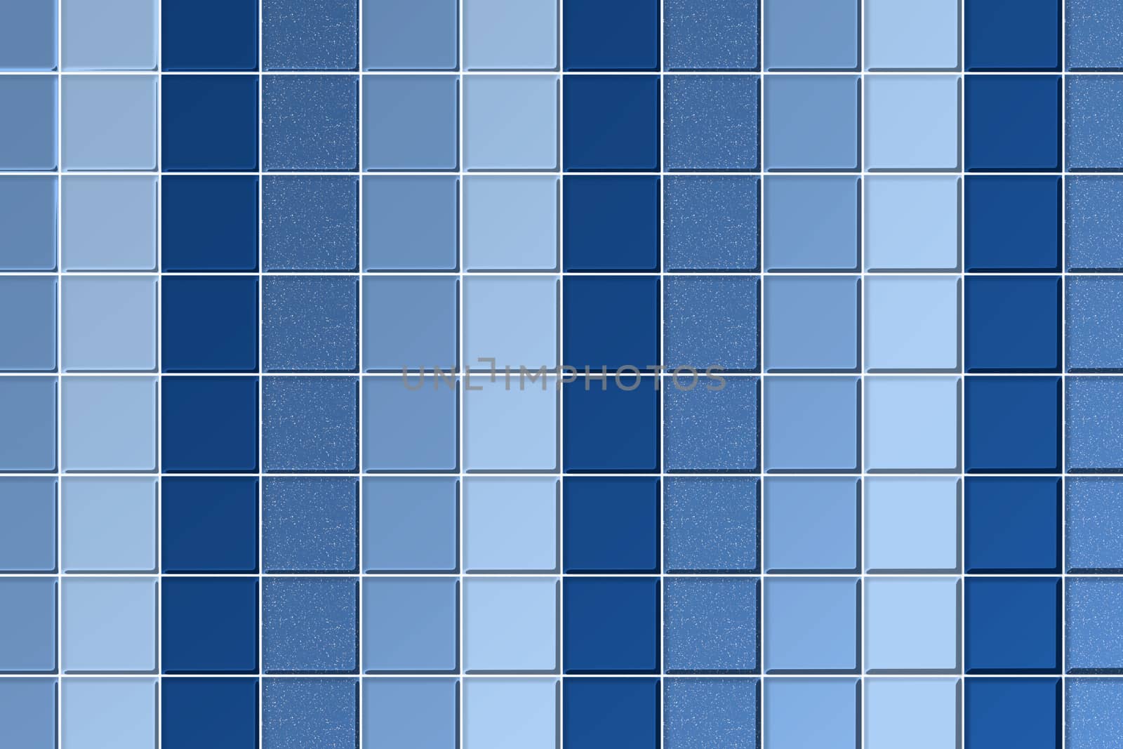 3D rendering of blue tiles mosaic background.