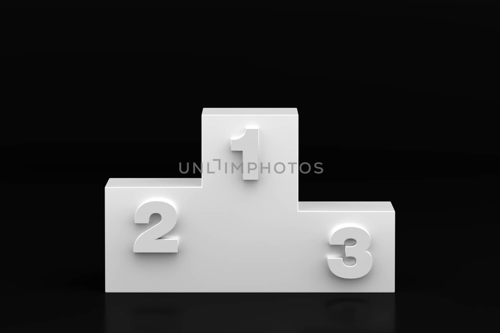 3D rendering of winner podium on black.
