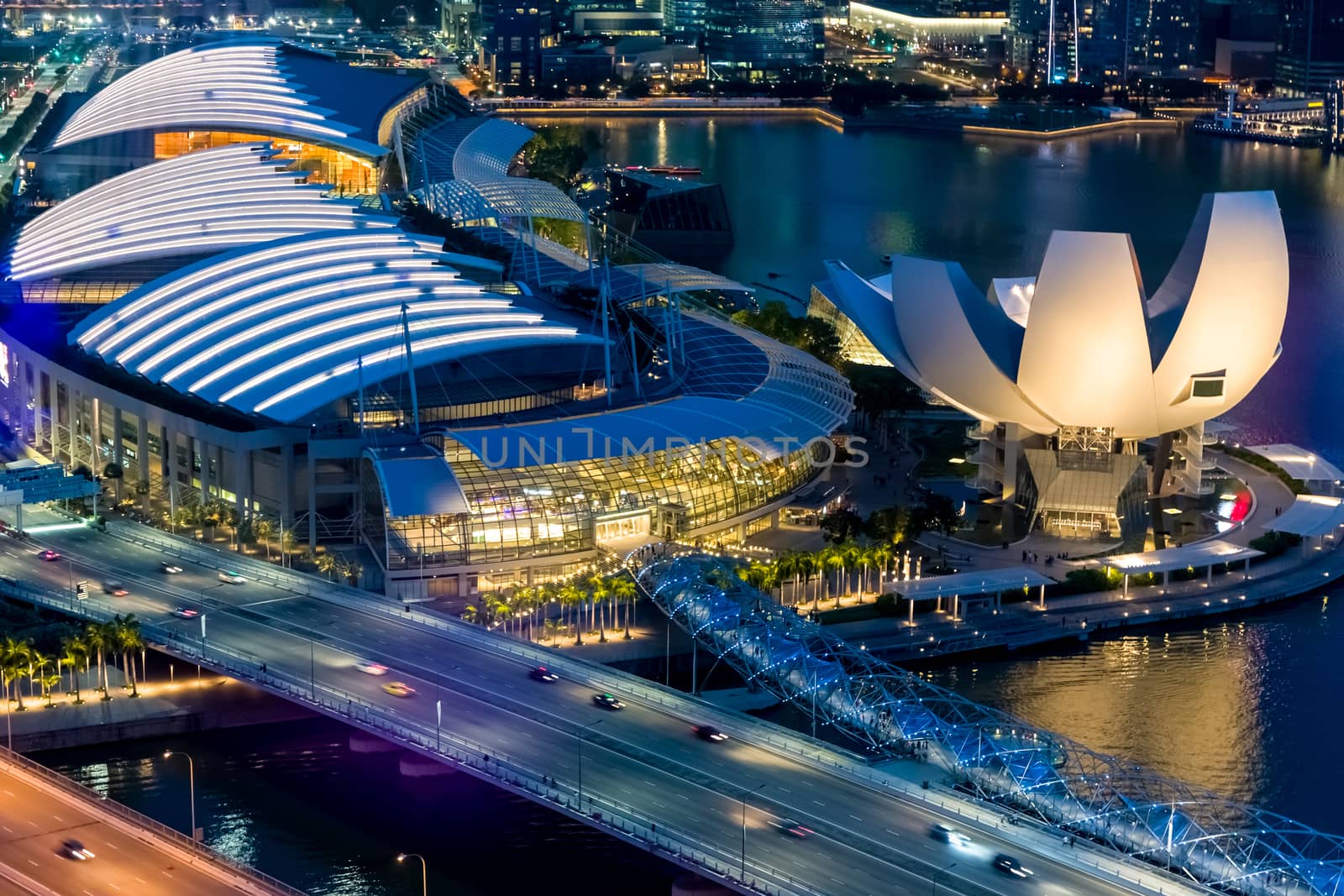 Night scene of Singapore Marina Bay district