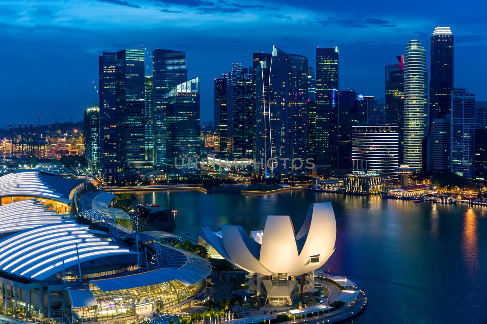 Night scene of Singapore Marina Bay district