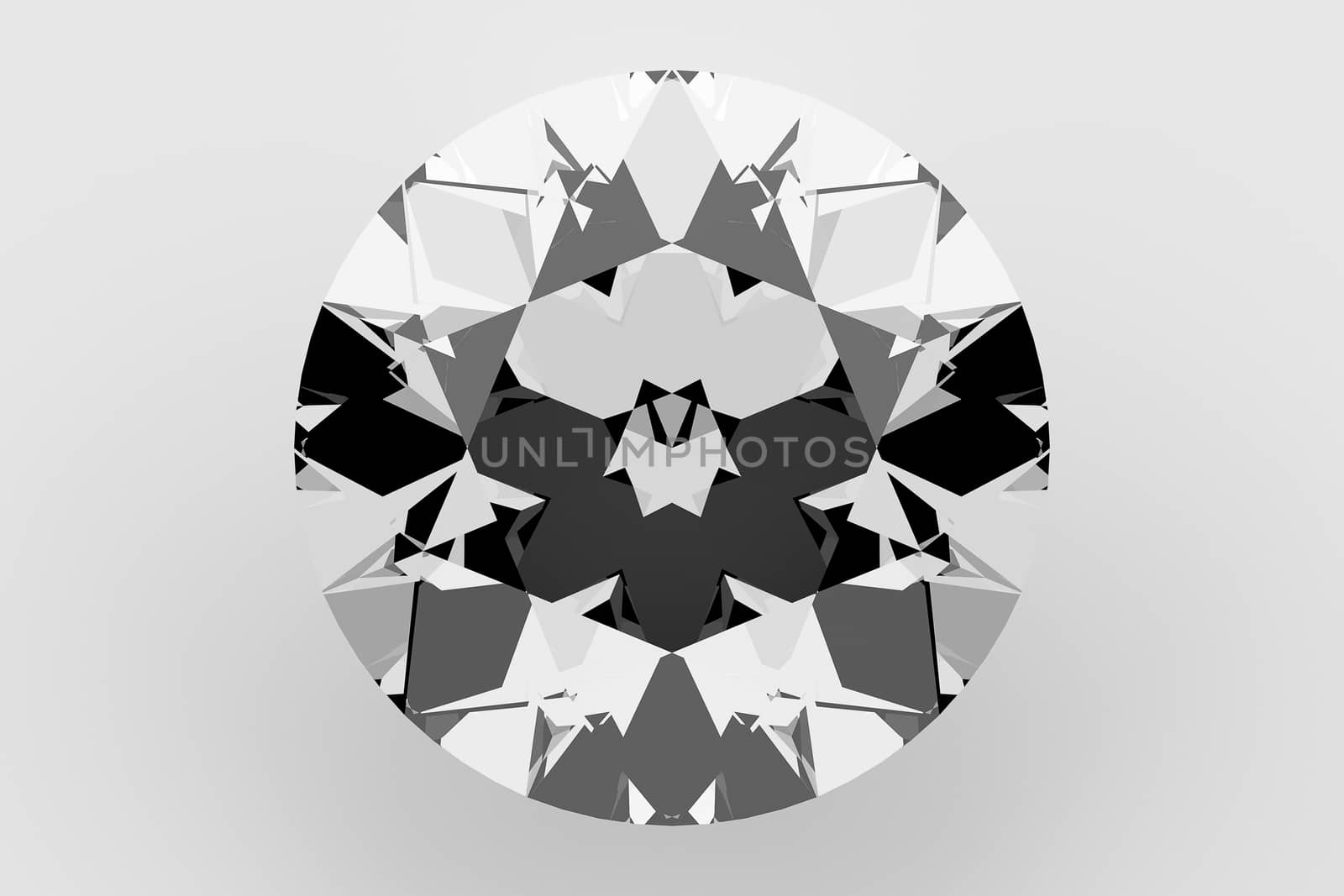 3D rendering of diamond isolated on white background.