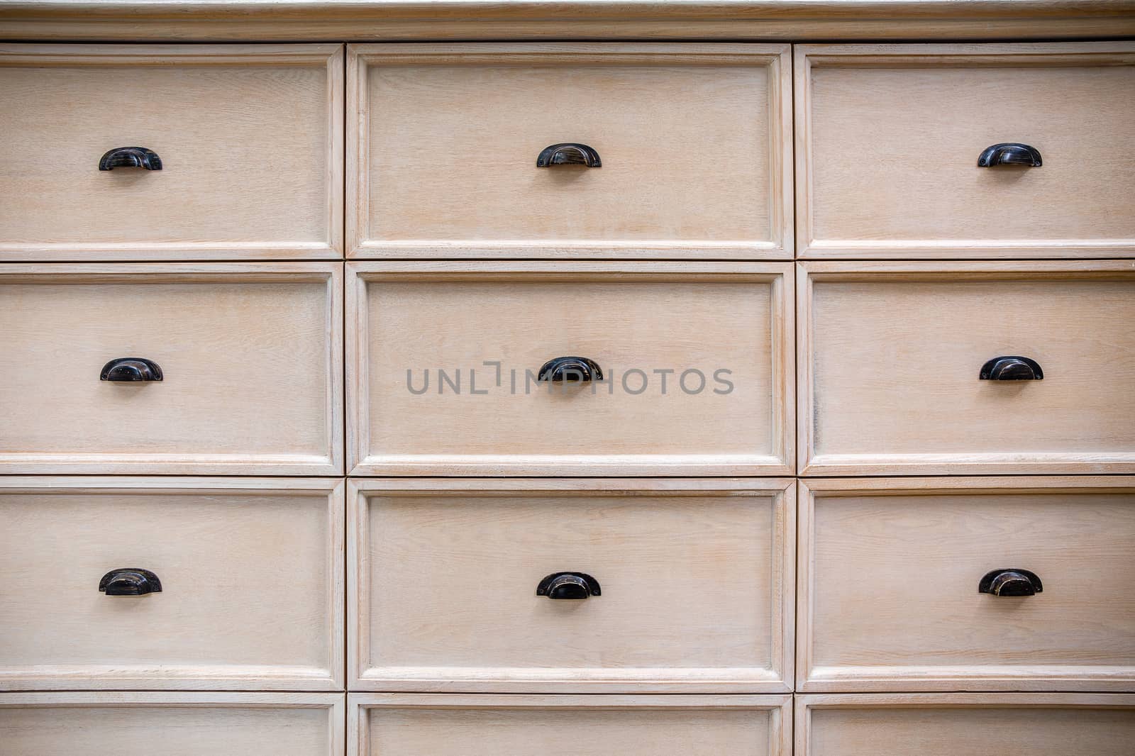 Background of wooden apothecary drawer of medicine.