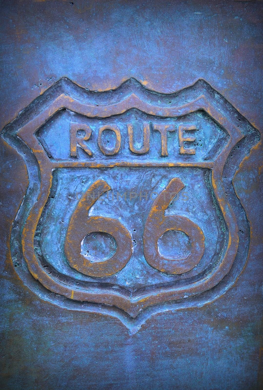 Old route 66 sign in bronze. by CreativePhotoSpain