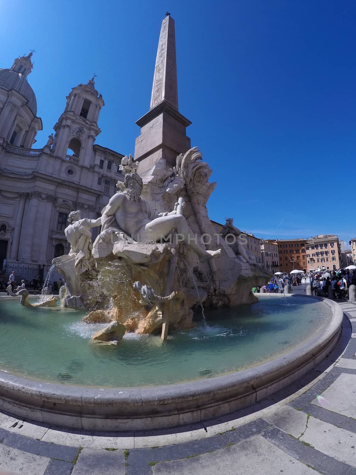 Fountain of the four rivers in Piazza Navona, Rome Italy