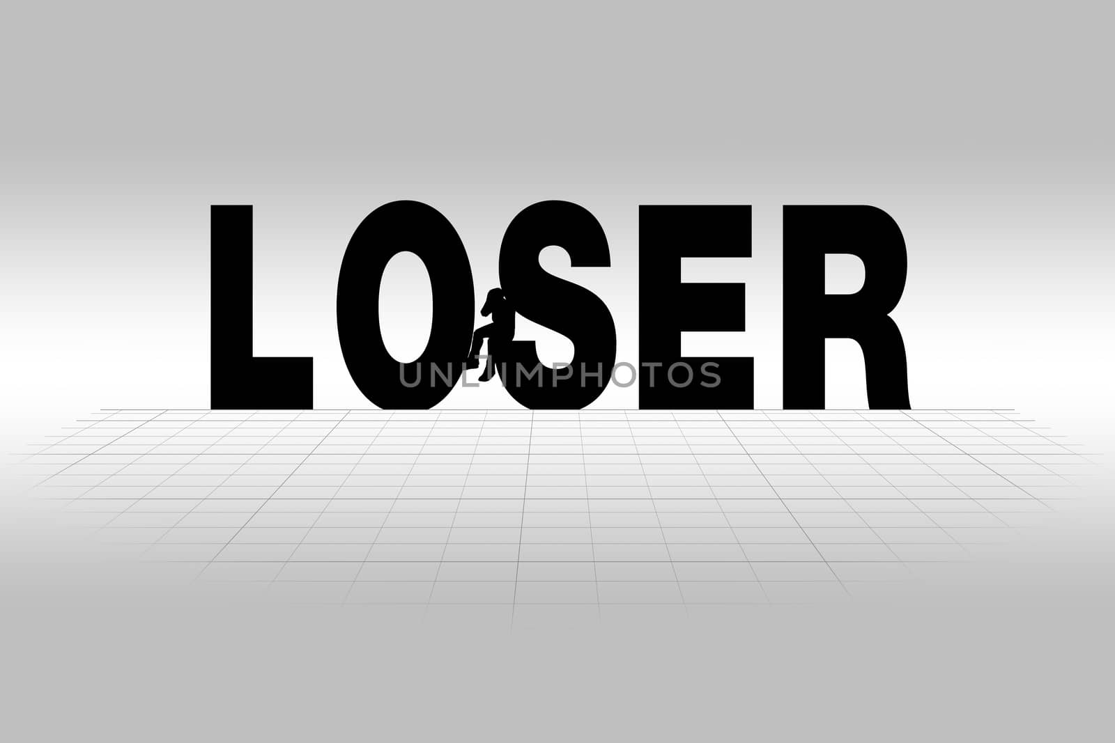 Loser Concept Illustrated by Loser Word in Silhouette by supparsorn