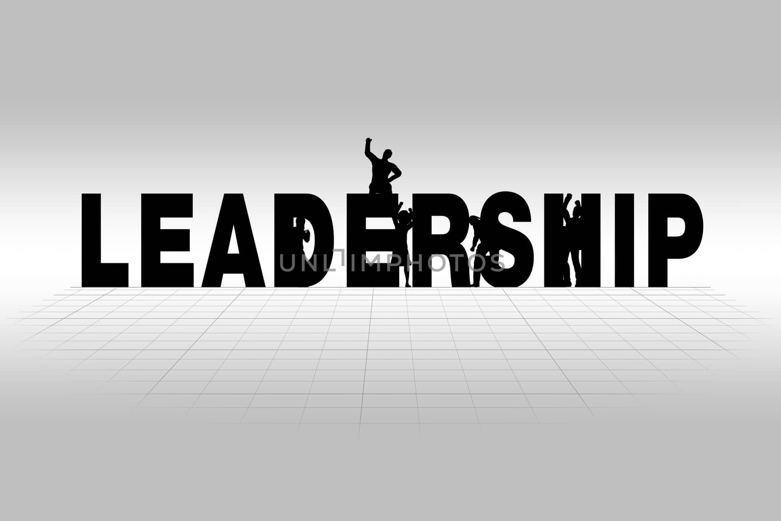 Leadership Concept Illustrated by Leadership Word in Silhouette by supparsorn