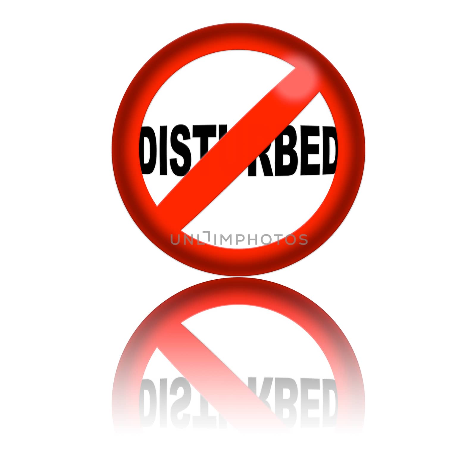3D sphere no disturbed sign with reflection