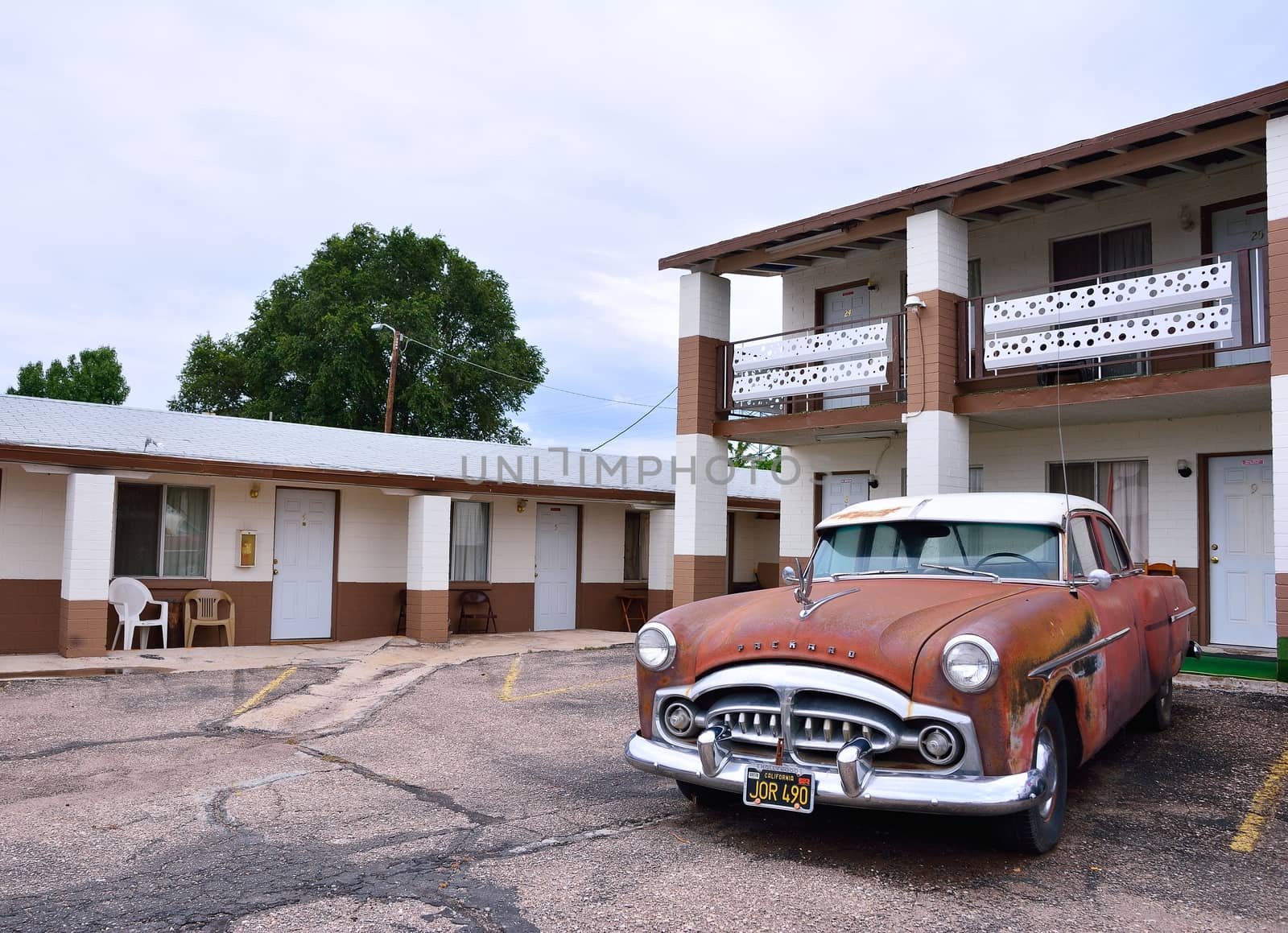Seligman, Arizona, Usa Ð July 24, 2017: Rusty abandoned Packard car in Seligman, Arizona.
