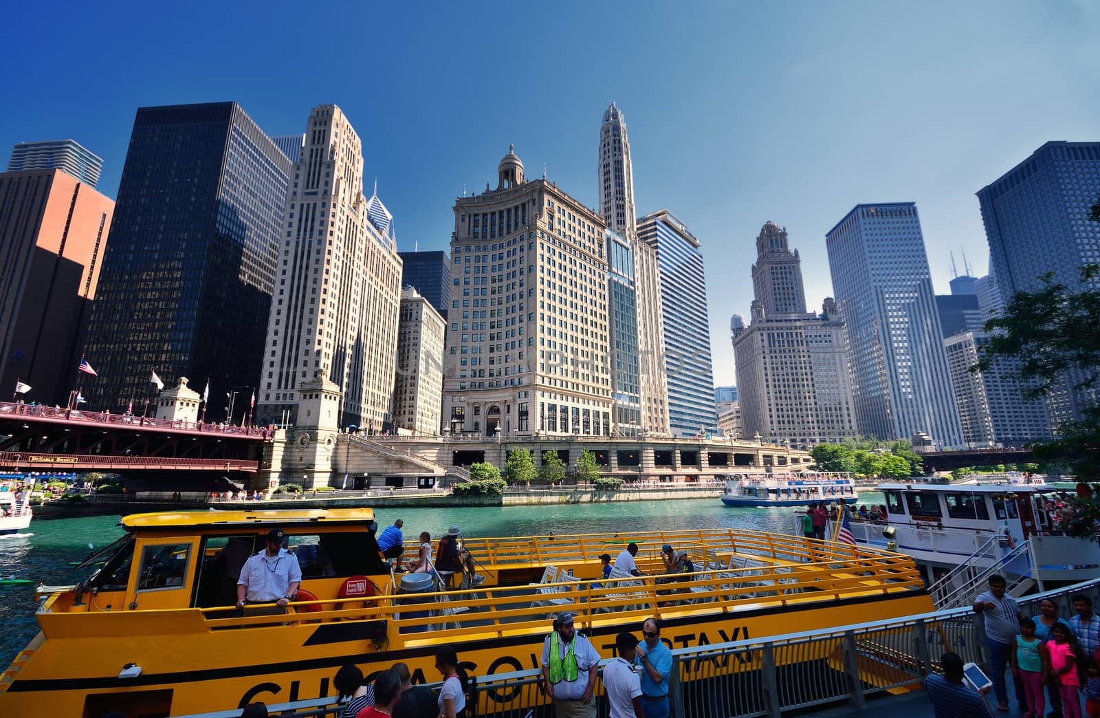 Chicago Water Taxi on the Chicago River in downtown. by CreativePhotoSpain