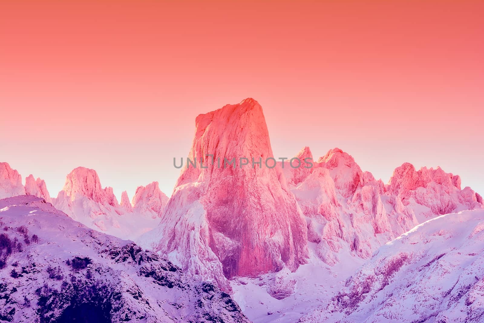 Naranjo de Bulnes at dawn in Picos de Europa National Park, Asturias, Spain