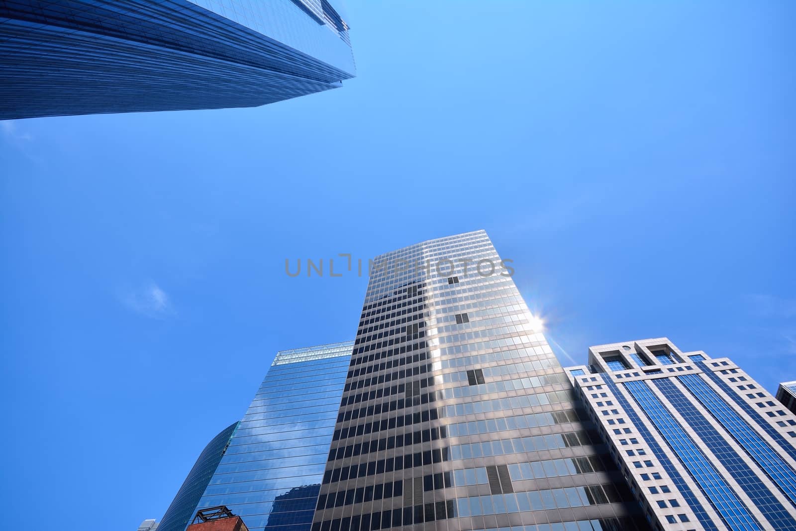 Detail of modern skyscrapers in Chicago, Illinois, USA.