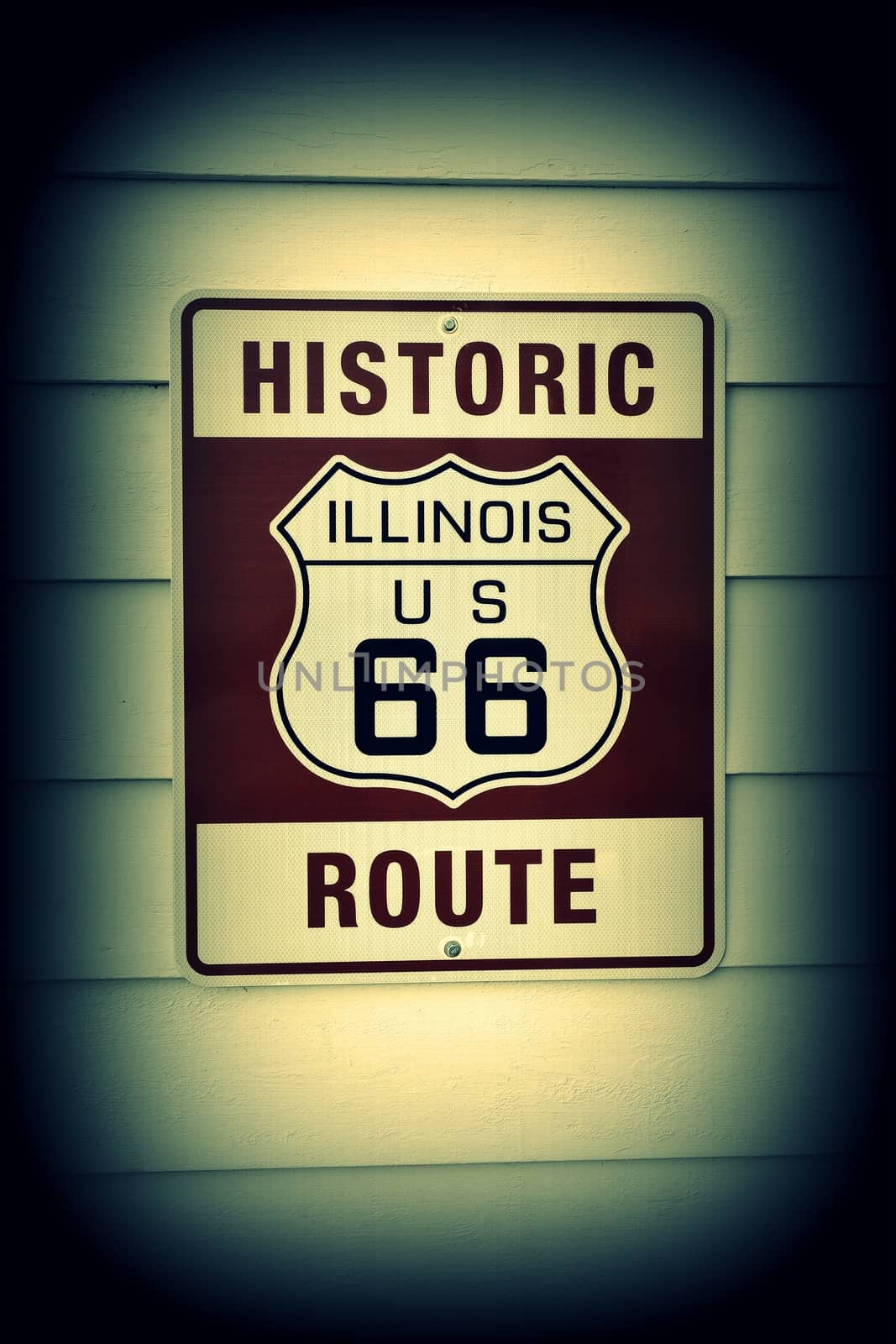 Historic Illinois Route 66 brown sign. by CreativePhotoSpain