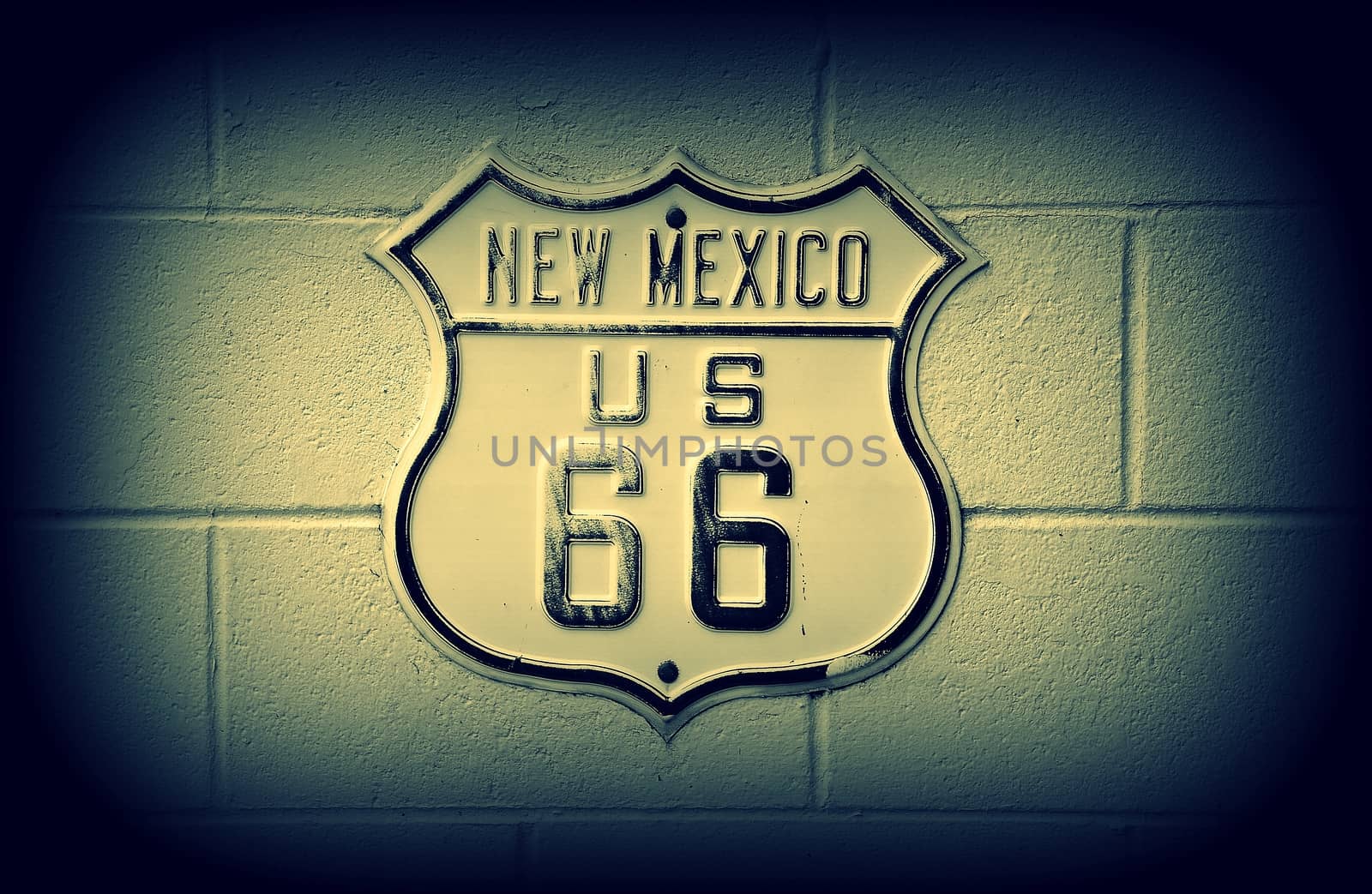 Historic U.S. old Route 66 sign in New Mexico.