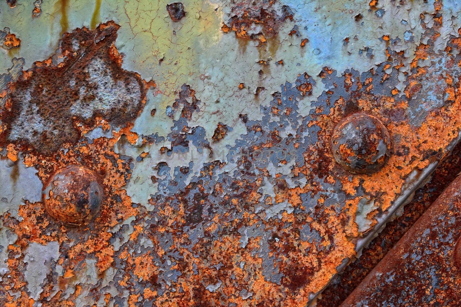 Old rusted iron sheet with rivets