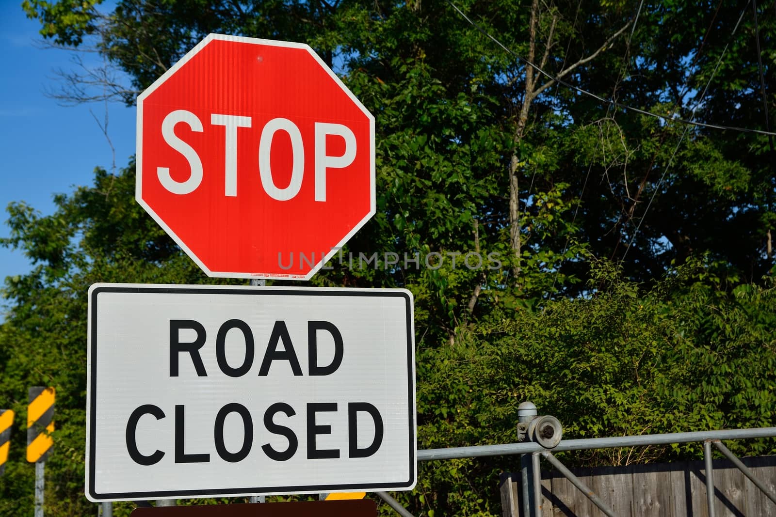 Road closed sign on the street.