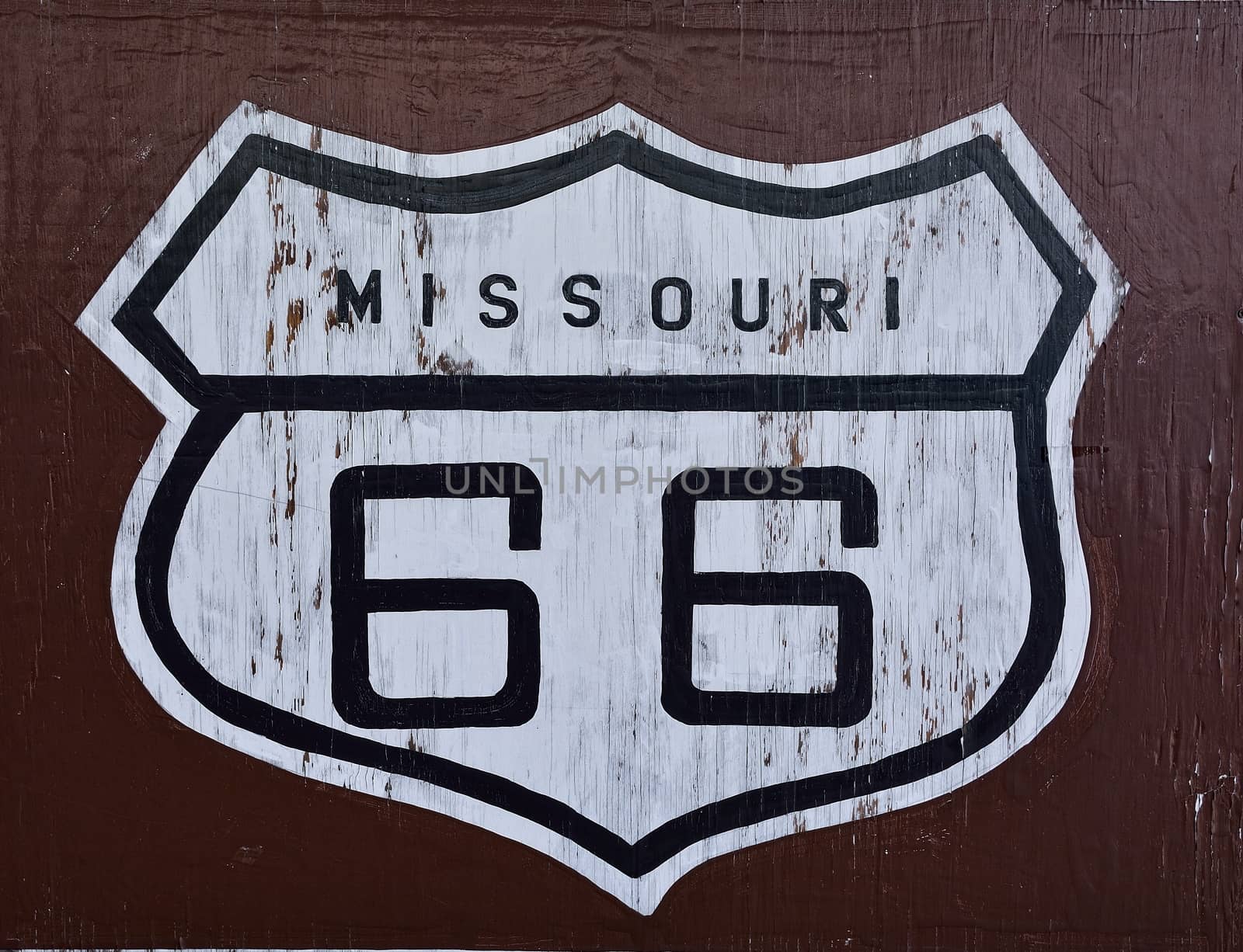 Historic U.S. old Route 66 sign in Missouri.